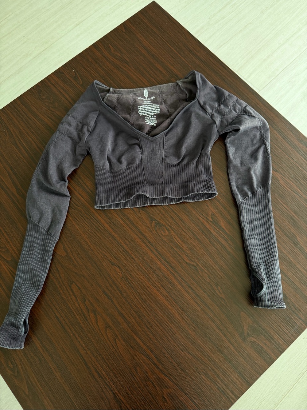 FP Movement by Free People Good Karma Crop Long Sleeve in Black